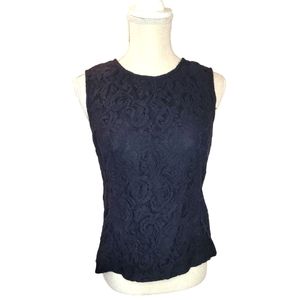 Vince Camuto Black Lace Zipper Back Tank Top Size M